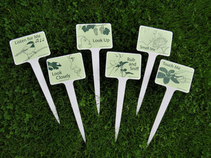 6 Sensory Garden Signs with Stakes